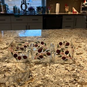 Trio holder, glass and hand painted